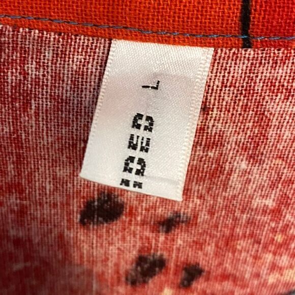 Two-Sided Red Cotton Bohemian Bali Mandarin Collar 3/4 Button Sleeve Tunic - Picture 6 of 8